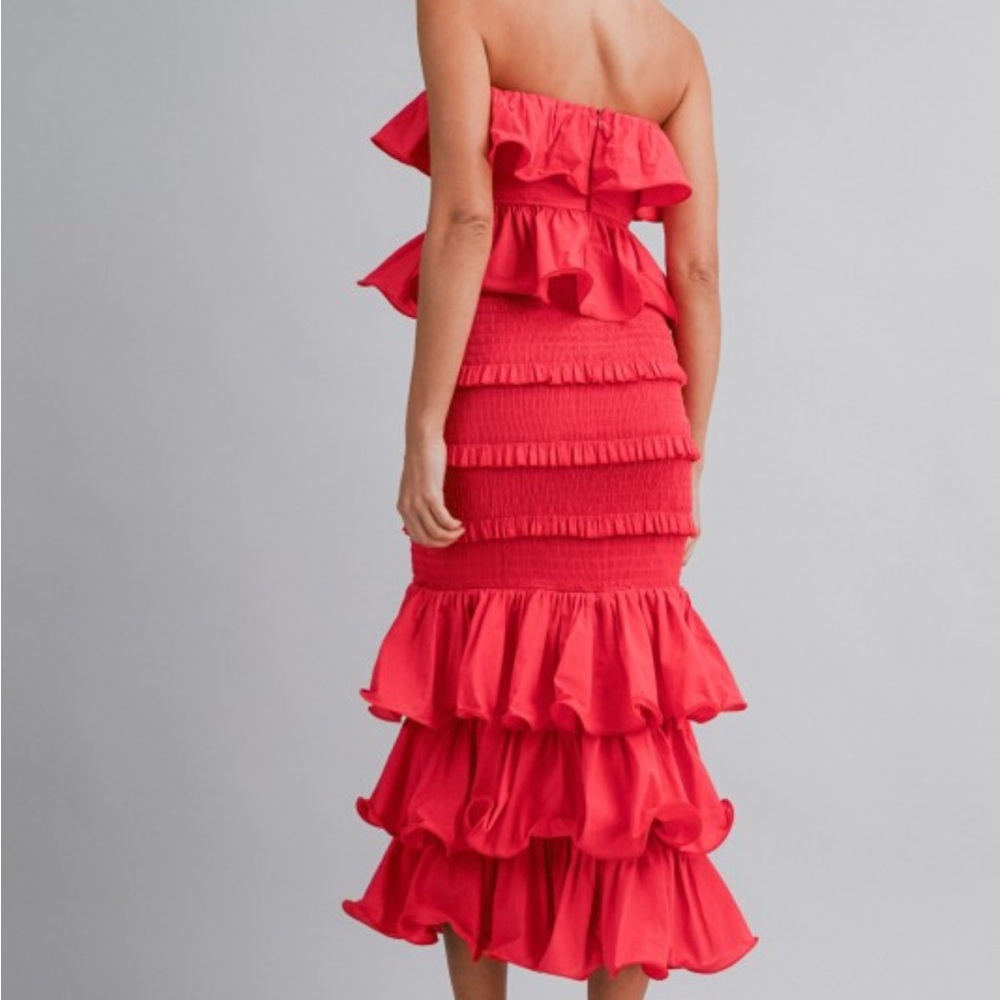 Red Ruffle Strapless Skirt Set - Picture 9 of 11